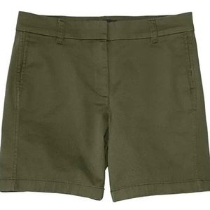 J. Crew Women's Green Chino Shorts Cotton 7" Stretch Mid Rise